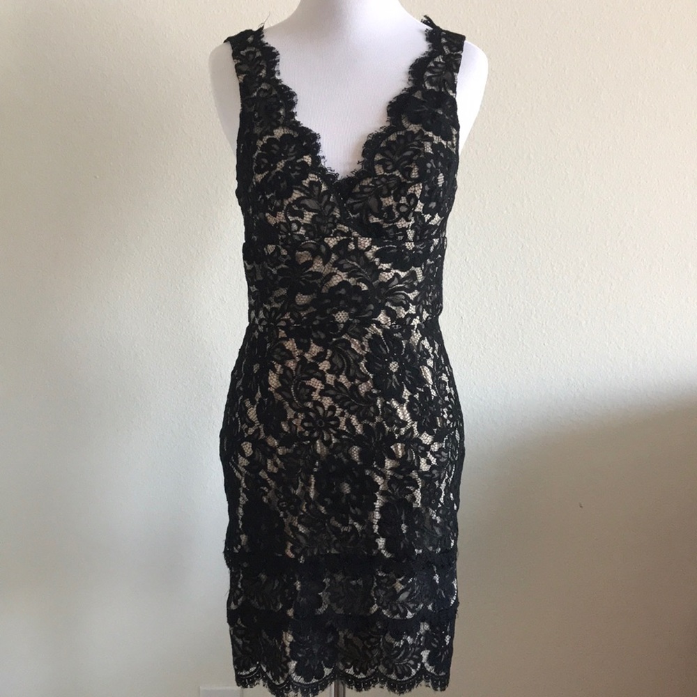 Black and nude illusion dress Small